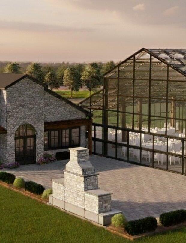 Reception building and glass event pavilion